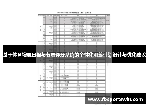 基于体育增肌日程与节奏评分系统的个性化训练计划设计与优化建议